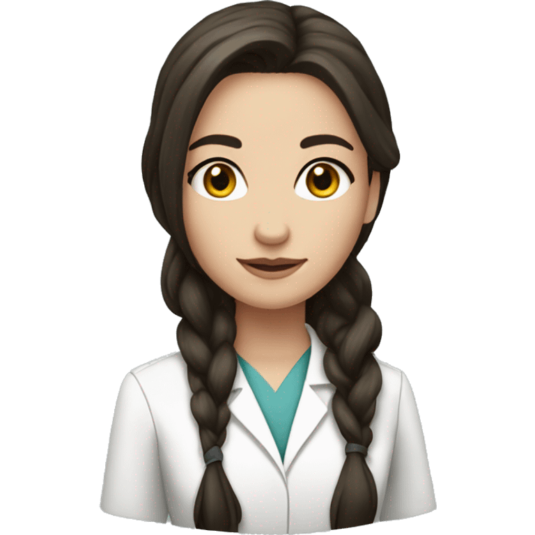 Pretty brunette long hair doctor, fairest skin, black eyes emoji