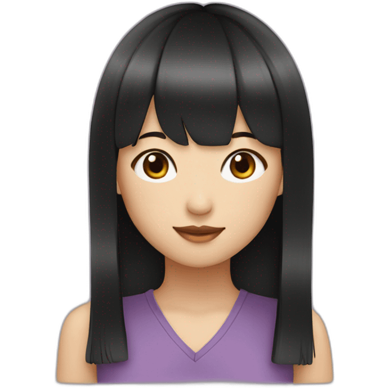 asian girl with bangs and black long hair emoji