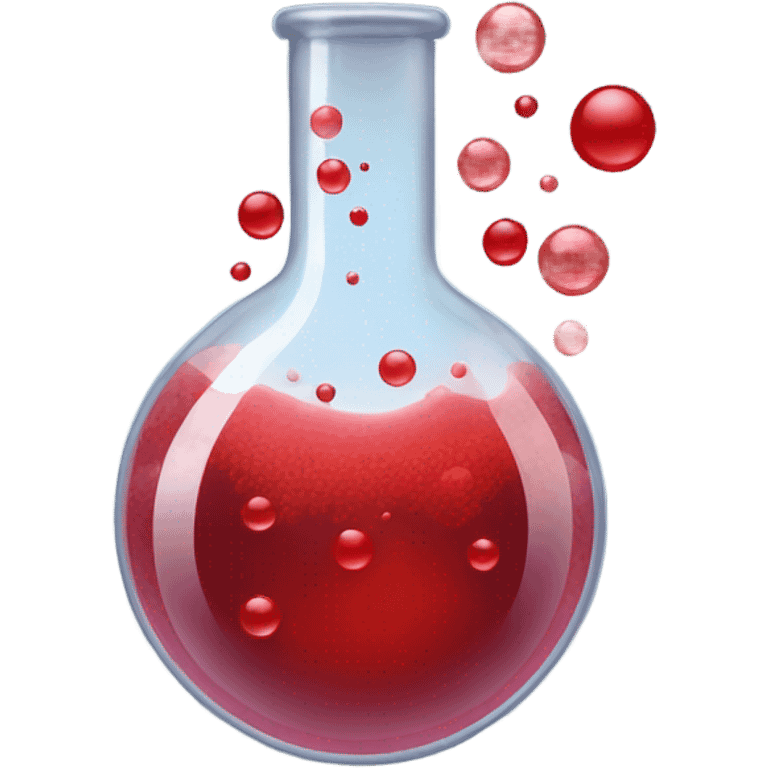 A chemical flask with blood inside and bubbles emoji