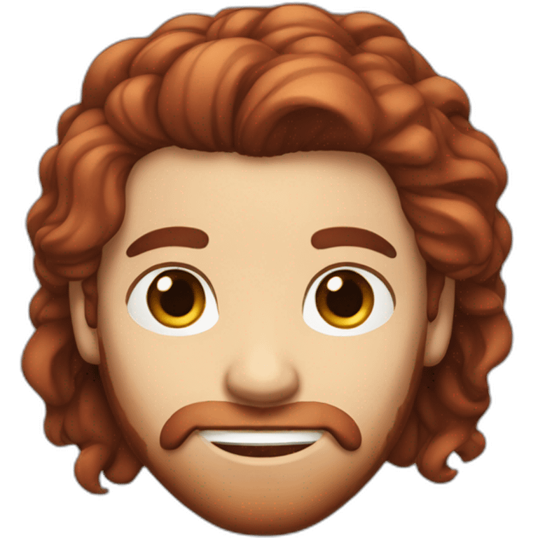 Dark Red head bearded man with long hair in a bun emoji