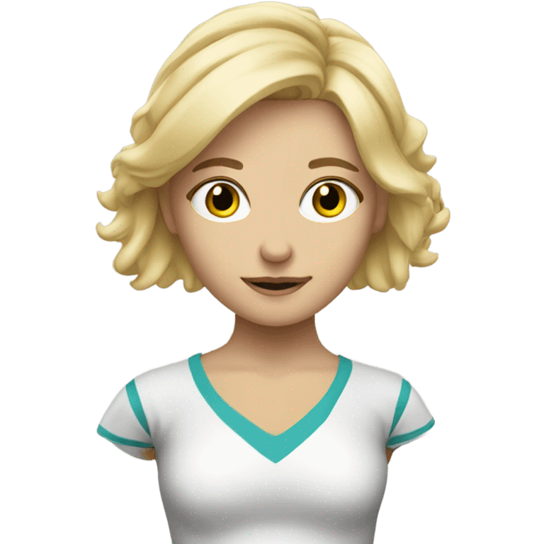 blonde girl gazing at viewer cheerleading  emoji