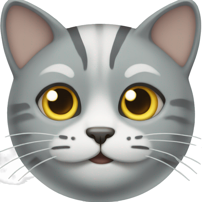 grey cat with white stripes emoji