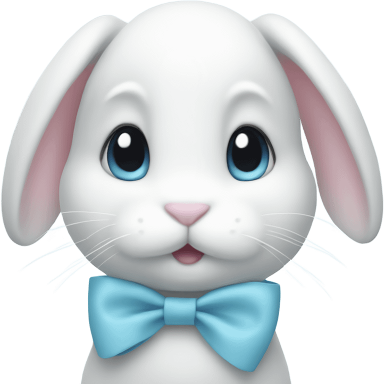 White bunny with pastel blue bow  emoji