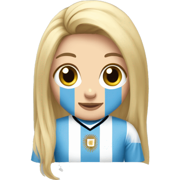 Girl with long blonde hair with Argentina jersey emoji