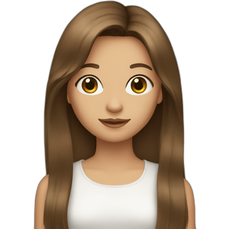 Girl with long brown hair and curtain bangs  emoji