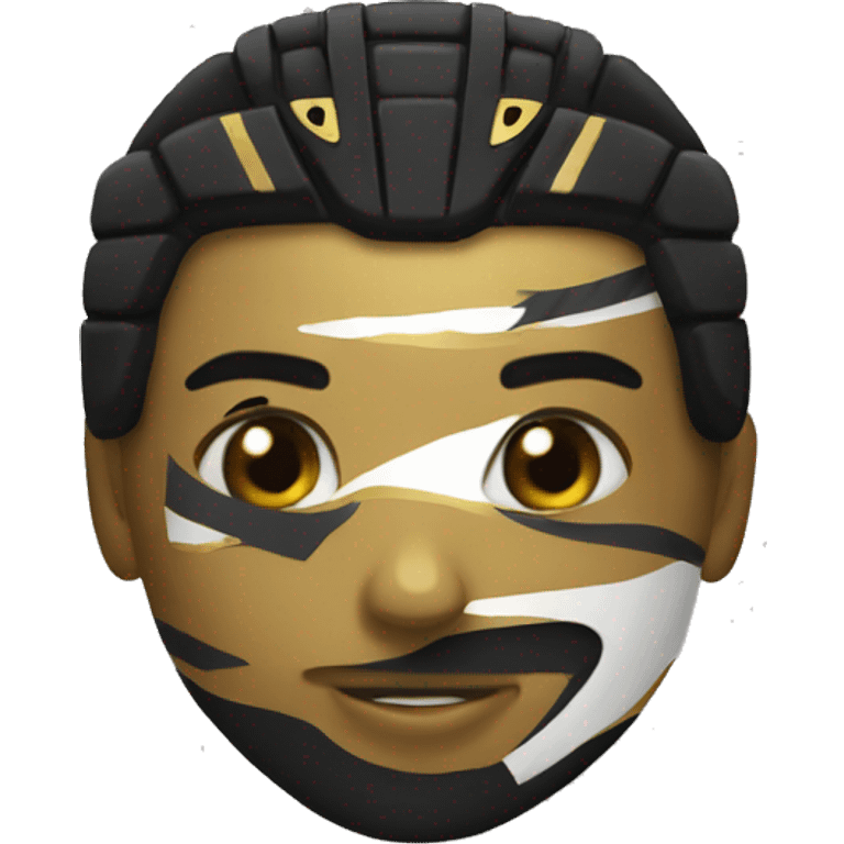 Hockey player, black and gold emoji