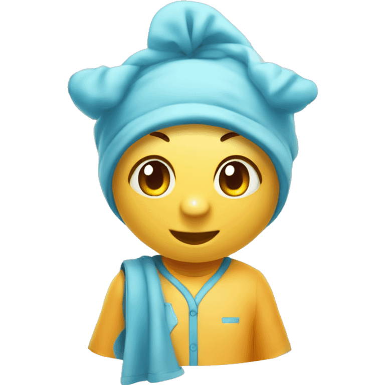 A cute and friendly bubble-themed mascot character designed for a laundry service emoji