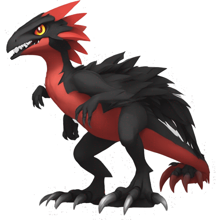  Cool Edgy Black Red Digimon-Fakemon-Raptor-Reptile full body emoji