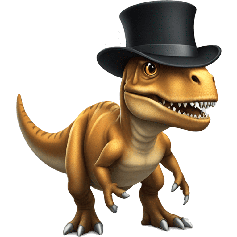 T-Rex with top hat and wand emoji