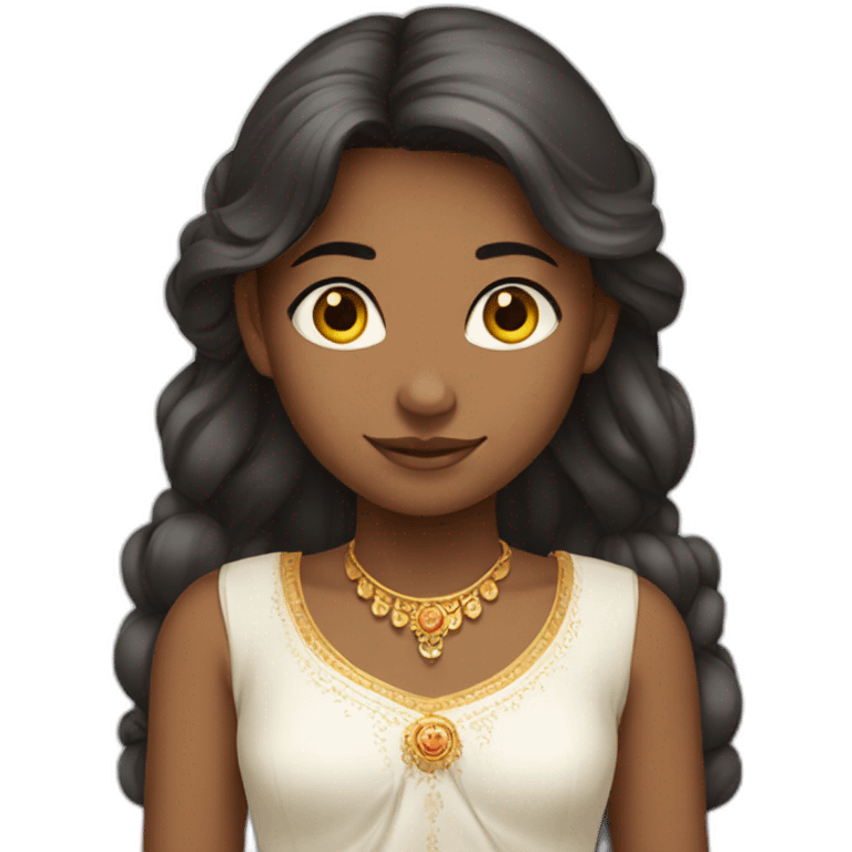 13 year old girl in Indian white dress emoji