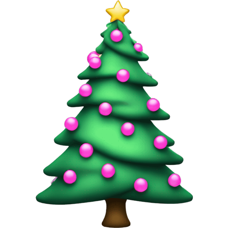 Pink Christmas tree with green lights  emoji