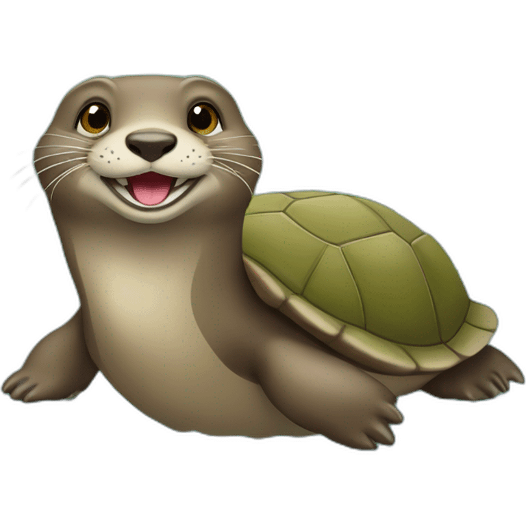 Une loutre sur une tortue emoji