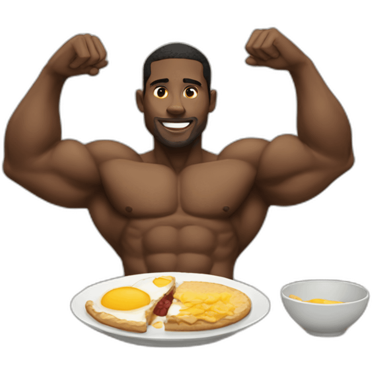 muscular black man eating breakfast emoji