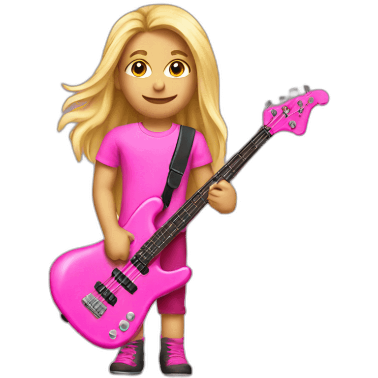 long-blond-bassguitar-player-pink-Tshirt-pink emoji