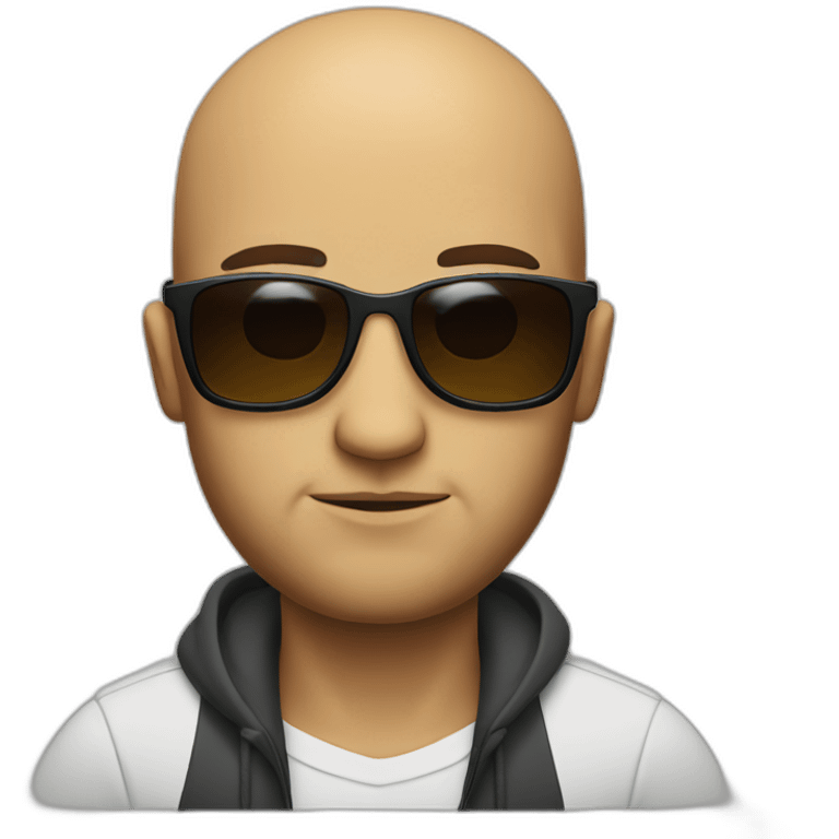 Very Serious Bald man with small beard and sun glasses emoji