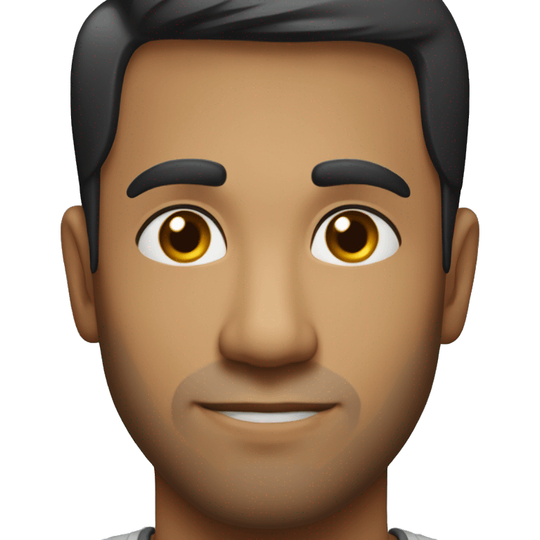 A head and shoulders shot of a 32 year old South Asian man, with short black hair,   with brown eyes wearing a t-shirt. emoji