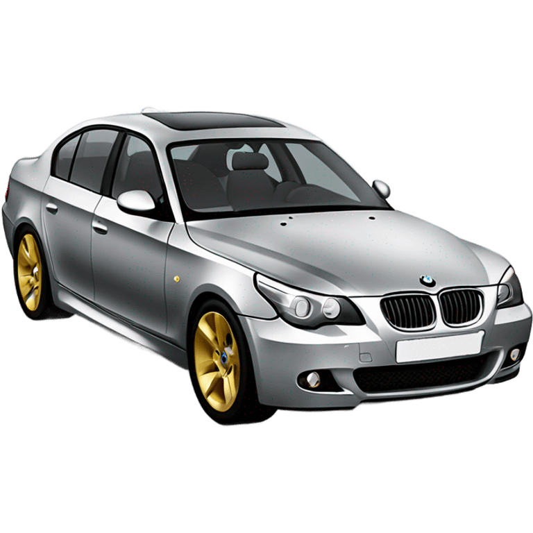 BMW E60 530D  in silver color with Gold rims emoji