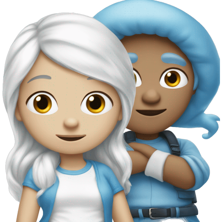 smurf girl with smurf skin and white hair boy white skin white hair emoji