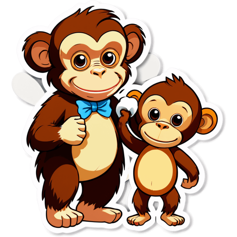 monkey with bow and bear holding hands  emoji