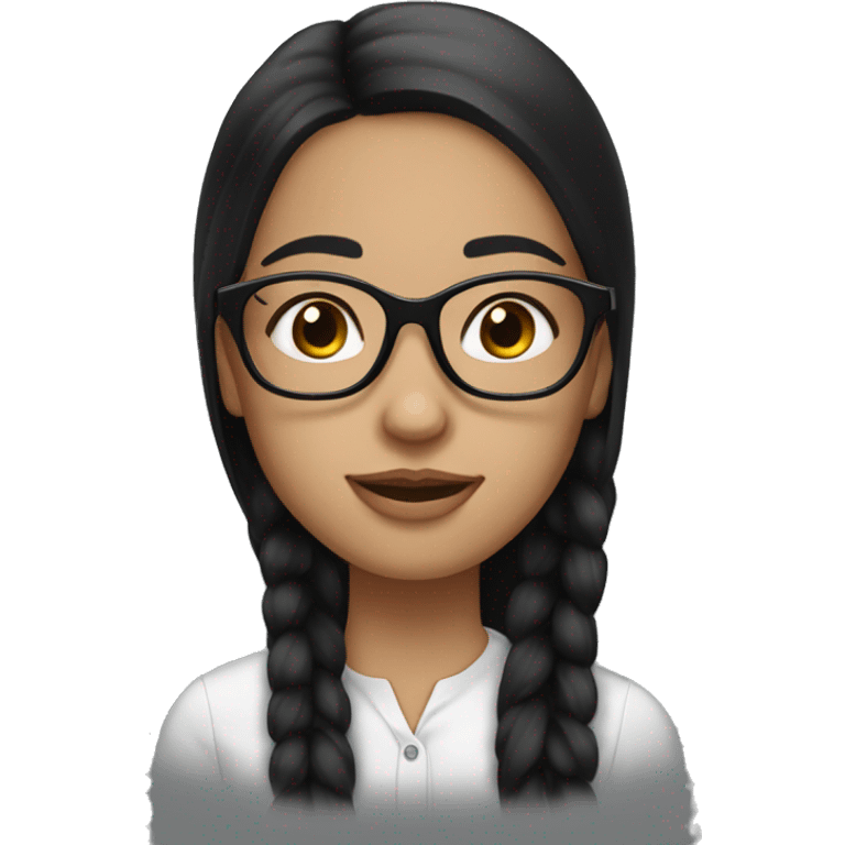 long straight black haired girl, straight brows, white skin, with glasses and earrings emoji