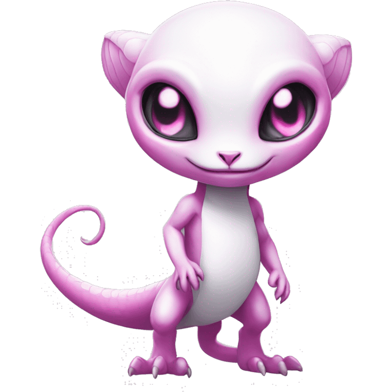 White, Shiny, Chibi, White, Pink eyes, Anthro-Sona-Lizard-Alien-Fakémon, Full Body emoji