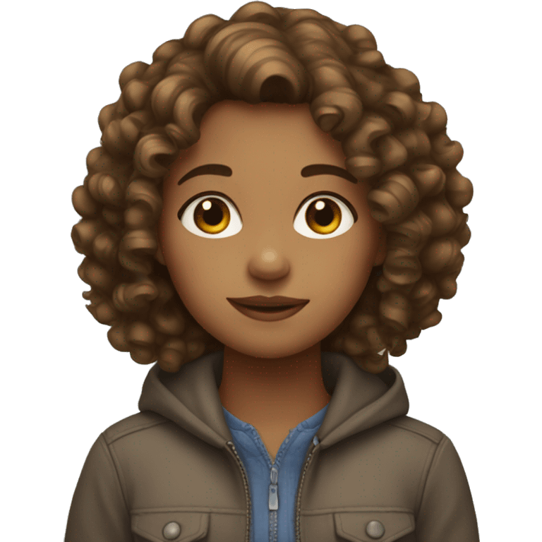 Girl with Curly brown hair  emoji