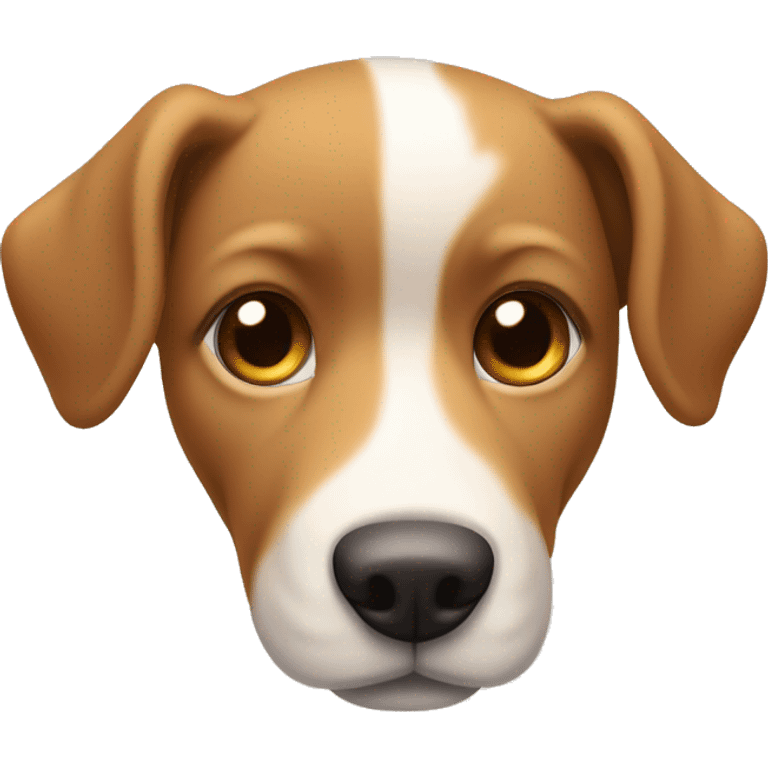 cute dog with white stripe down its nose and ears that flop in the middle, with tan fur. emoji