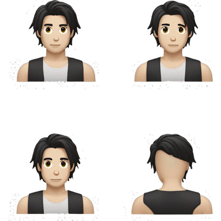 white skin color japanese man with black anime hair, make it from shoulders and create only one emoji emoji