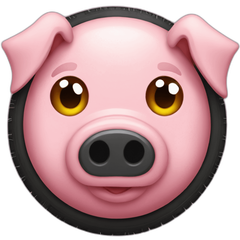 Tire-shaped pig with pixel eyes-mystery- emoji