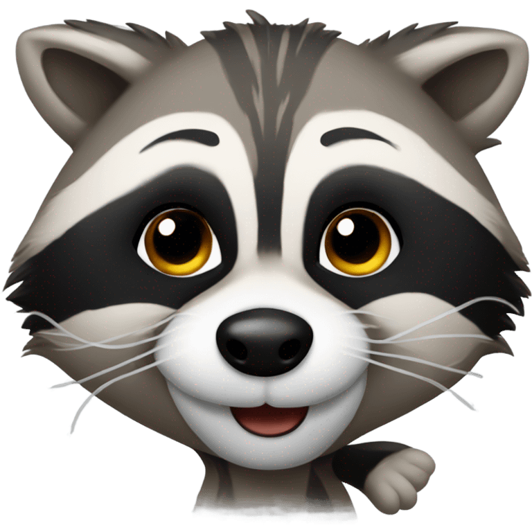 Raccoon blowing a kiss emoji