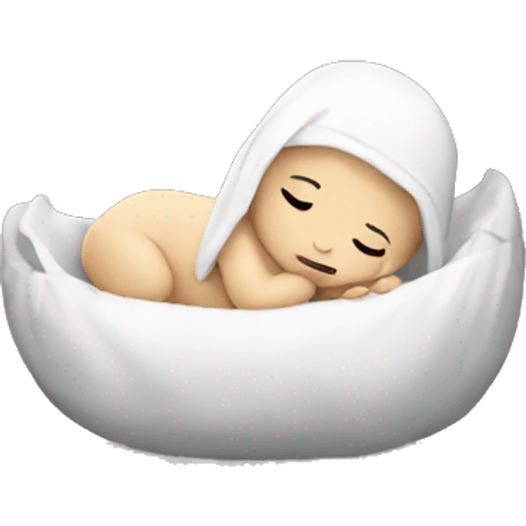 White baby Jesus in a manger alone emoji