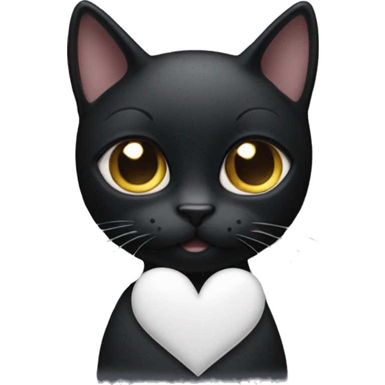 Black cat with white heart eyes emoji