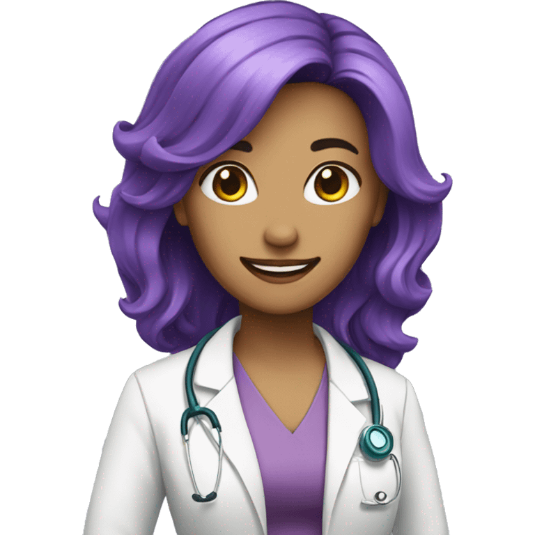 doctor woman purple hair smile emoji