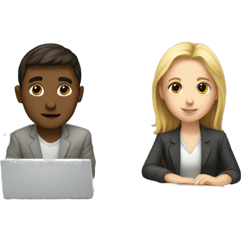 a white boy and a white girl in a computer science lesson, not sitting together  emoji