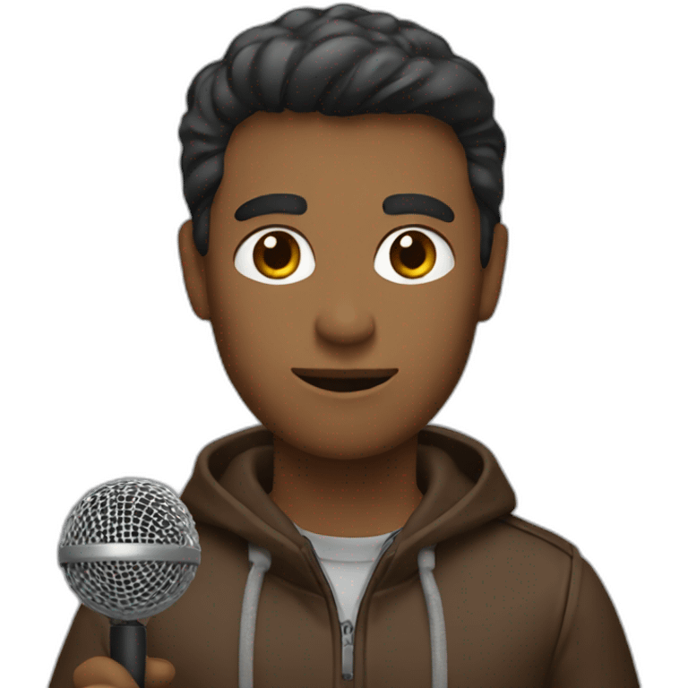 a journalist with brown hiar holding a microphone emoji