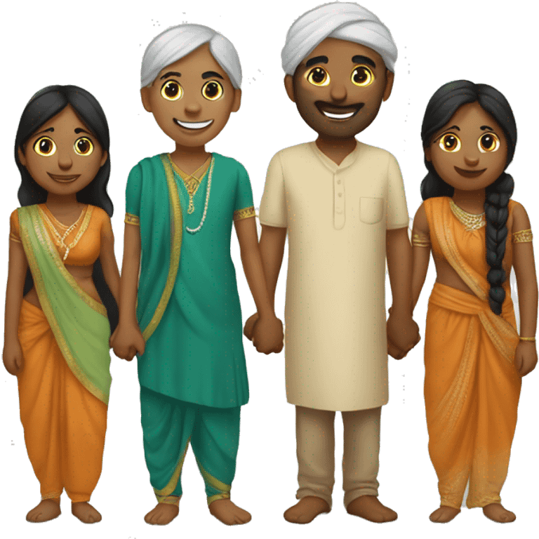 Indian group of people are holding hands emoji