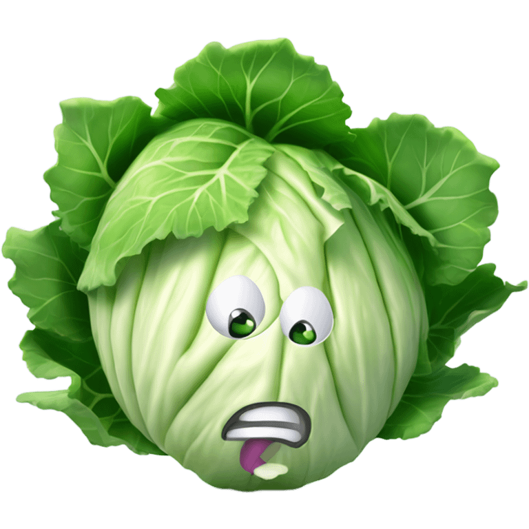 Create a 3D "White colored cabbage" with a surprised face and big shiny eyes 👀. one green leaf, white colored copta holds the mirror with its reflection 🪞 emoji