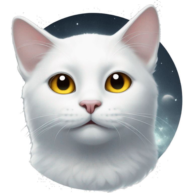 White cat and moon emoji