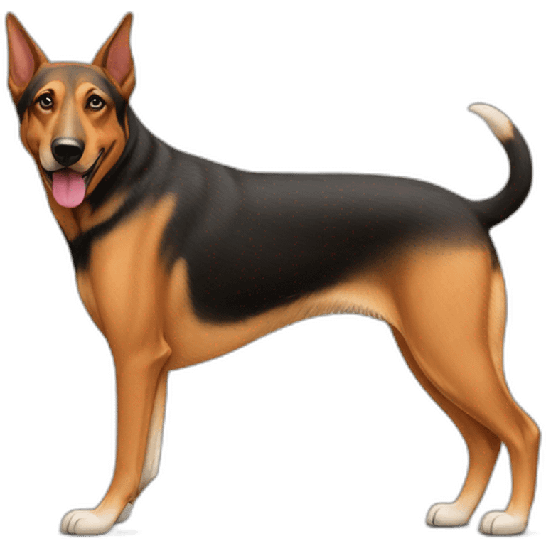 coonhound and German shepherd mix dog walking emoji