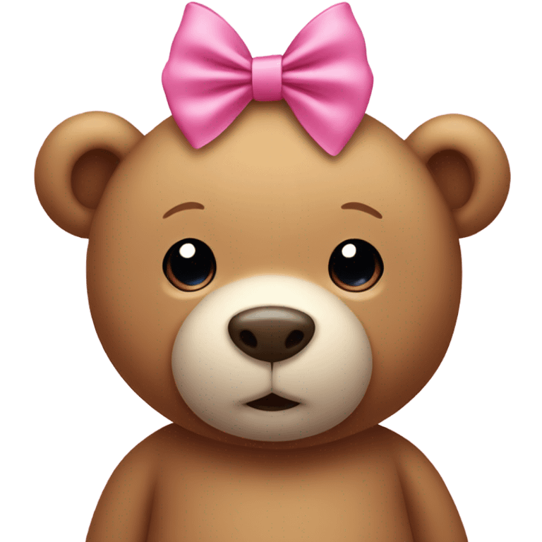 Cute teddy bear with a pink bow on his head emoji