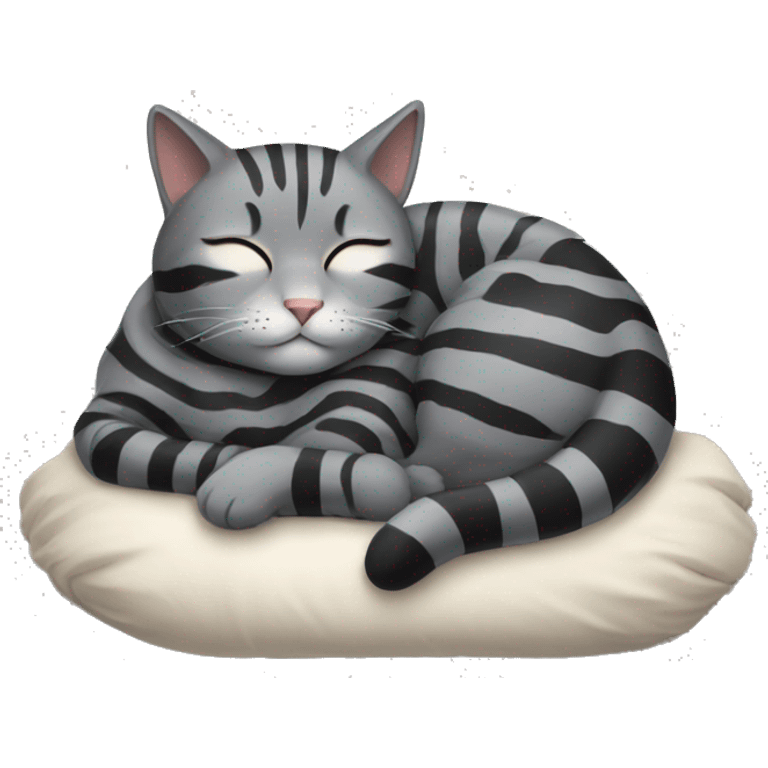 Grey and black striped cat sleeping emoji