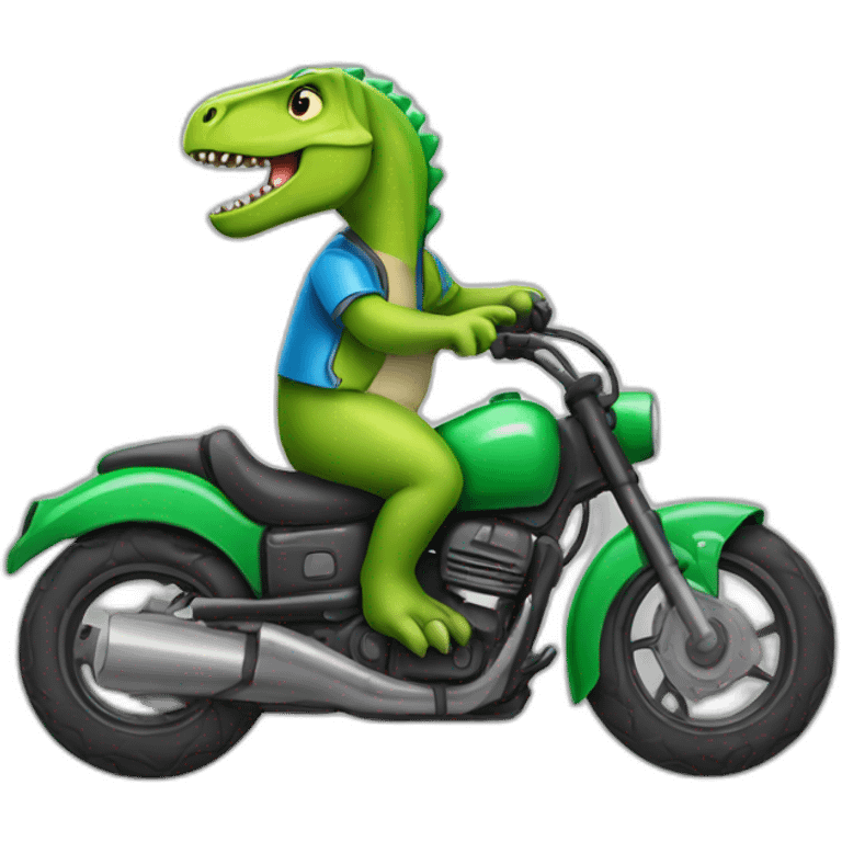 dinosaure sur une moto emoji