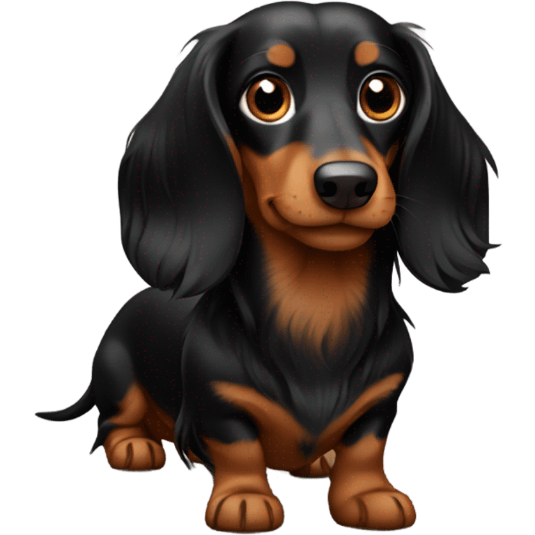 Dachshund with long hair and black and brown  emoji