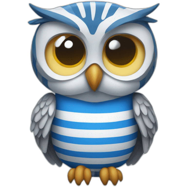 Owl wearing blue and white striped shirt emoji