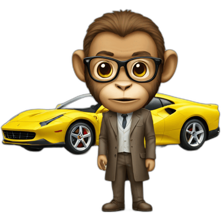 professor monkey with a ferrari car emoji