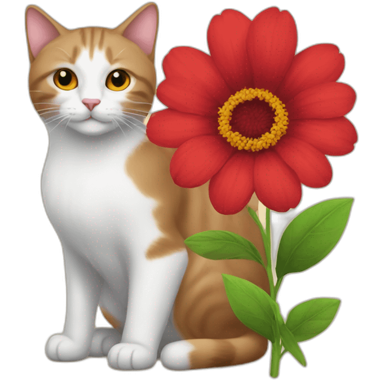 RED FLOWER AND CAT emoji