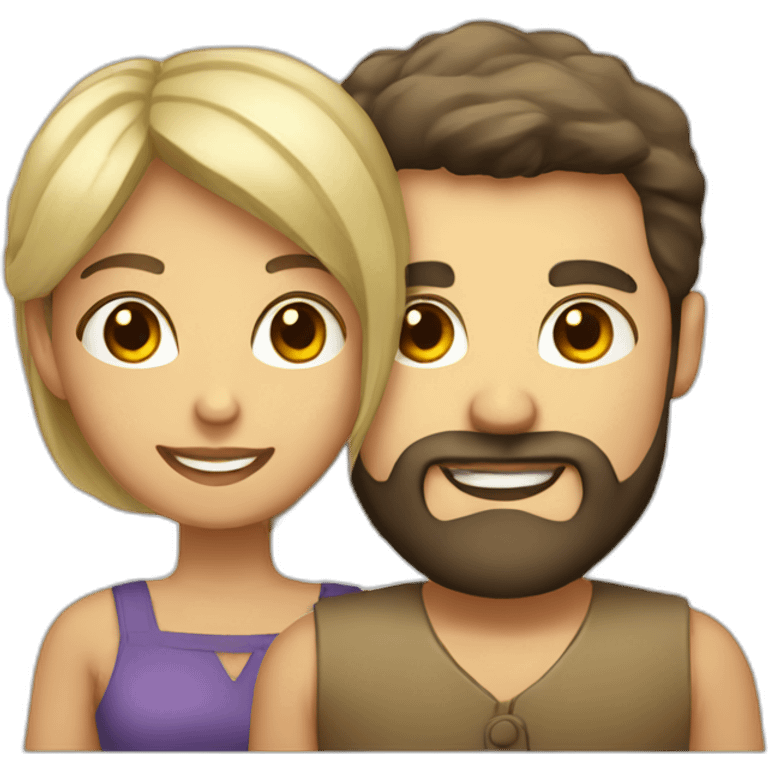 Blond bearded guy and dark hair woman in box emoji