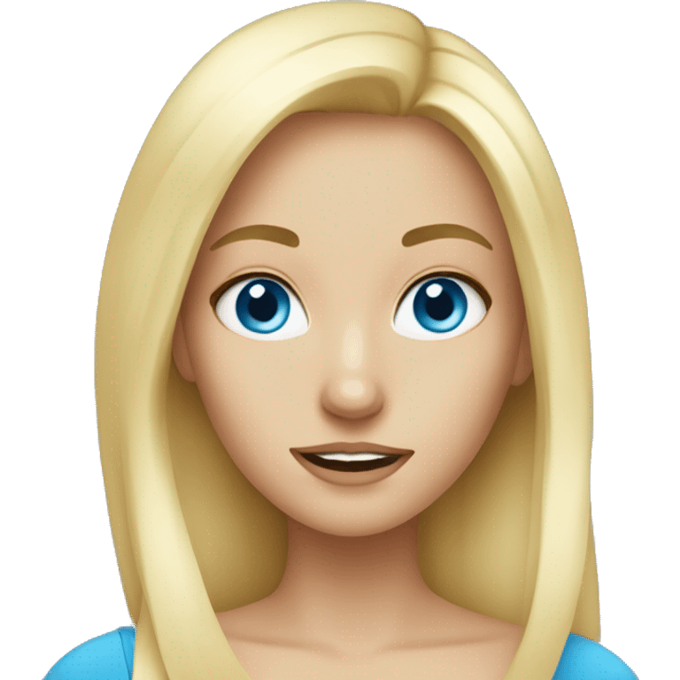 blonde girl with blue eyes taking a selfie emoji