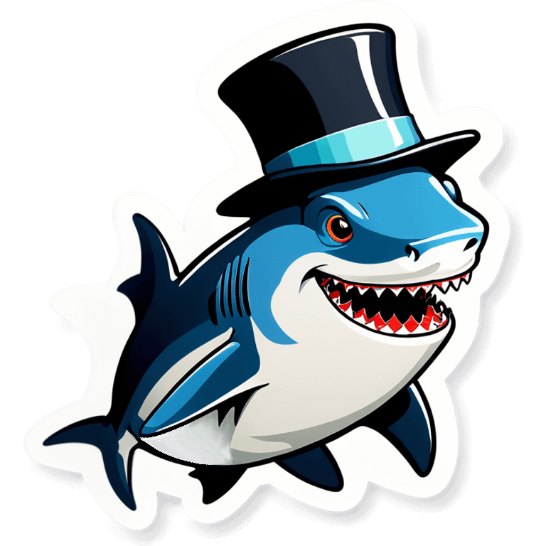 Shark with a top hat emoji