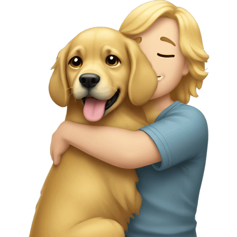 Human hugging golden retrever emoji